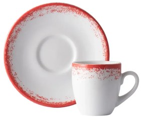 Xicara Café Com Pires 60Ml Porcelana Schmidt - Dec. Nevoa Vermelho 2429