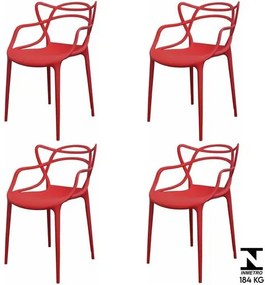 Kit 4 Cadeiras Aviv em Polipropileno Vermelho - 70863 Sun House