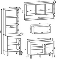 Armário de Cozinha 4 peças Balcão sem Tampo 120cm Lina04 K02 Supremo/F