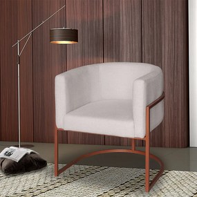 Poltrona Base Industrial Bronze para Sala Lety Bouclê Off White