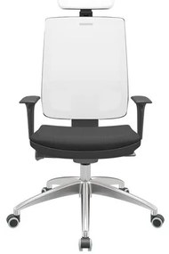 Cadeira Office Brizza Tela Branca Com Encosto Assento Aero Preto Autocompensador 126cm - 63249 Sun House