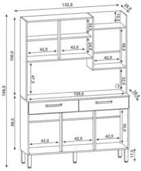 Armário de Cozinha Compacta 132cm Stella Z06 Freijó/Vanilla - Mpozenat