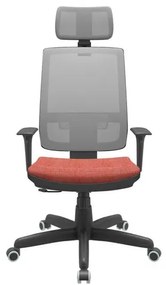 Cadeira Office Brizza Tela Cinza Com Encosto Assento Concept Rose RelaxPlax Base Standard 126cm - 63665 Sun House