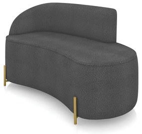 Sofá 2 Lugares Orgânico 140cm Pé Dourado Morgan Bouclê D03 - D'Rossi - Grafite