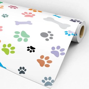 Papel de parede adesivo animal pegadas coloridas