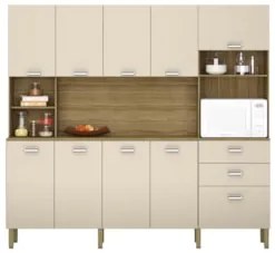 Armário de Cozinha Compacta 222cm Intesa K02 Freijó/Vanilla - Mpozenat