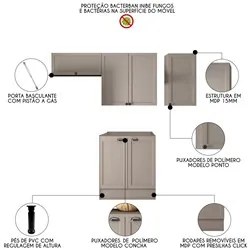 Armário de Cozinha Modulado 4 Peças Sem Tampo CJ11 Duna P09 Fumê - Mpo