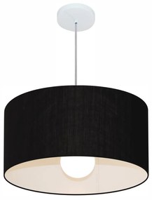 Lustre Pendente Cilíndrico Md-4206 Cúpula em Tecido 50x25cm Preto - Bivolt
