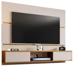 Painel Bancada Suspensa Para TV Até 65 Pol. 2 Portas Âmbar Off White/C