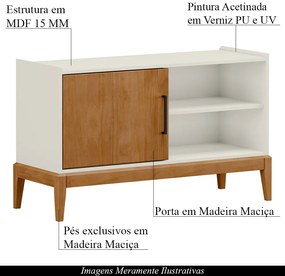Rack Decorativo Armie 01 Porta Madeira G74 Off White/Freijó - Gran Belo