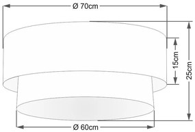 Plafon Duplo Cilíndrico Vivare Md-3064 Cúpula Tecido 70x60cm - Bivolt