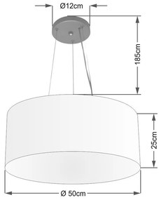 Lustre Pendente Cilíndrico Vivare Md-4188 Cúpula em Tecido 50x25cm - Bivolt