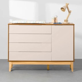Cômoda Elfe 4 Gavetas e 1 Porta com Pés Square Natural – Areia Fosco e Savana