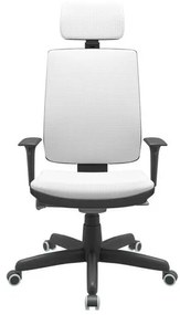 Cadeira Office Brizza Soft Aero Branco Autocompensador Com Encosto Cabeça Base Standard 126cm - 63453 Sun House