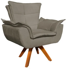 Poltrona Sala de Estar GiratĂłria MM30 Opalla Suede Marrom Rato D03 - D'Rossi