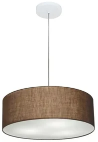Lustre Pendente Cilíndrico Md-4132 Cúpula em Tecido 40x15cm Café - Bivolt