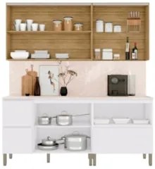 Armário de Cozinha CP02 Com Tampo 120cm Minsk Z06 Branco/Soft - Mpozen