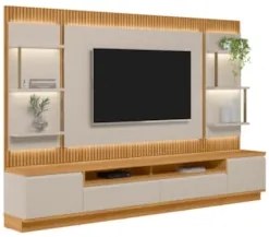 Painel Para TV 70 Pol com Rack Bancada 297cm Real L06 Tauari/Off White