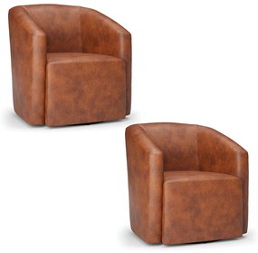 Poltrona Decorativa Base Giratória Kit 2 Stella Max Sintético PU Nozes D03 - D'Rossi