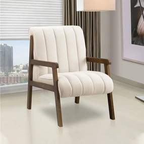 Poltrona Decorativa Sala Base de Madeira kit 2 Daline Bouclê E03 - D'Rossi - Bege