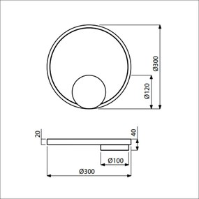 Arandela / Plafon Sunset Aro Redondo Ø30Cm Led 15W 3000K Bivolt Champa... (CP-M = Champagne)