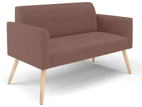 Sofá Namoradeira Pés Palito Natural Marisa Veludo D03 - D'Rossi - Rose
