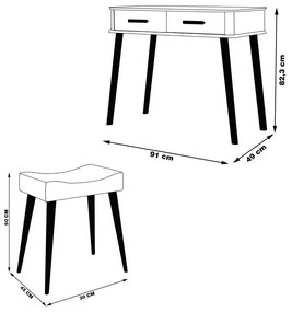Conjunto Decorativo Aparador e Banqueta Émie offwhite/Bege G21 - Gran Belo