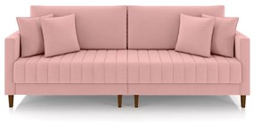 Sofá Living Decorativo Hamburgo Bipartido 2 Lugares 216cm com Almofadas Pés em Madeira Veludo Rosê G33 - Gran Belo