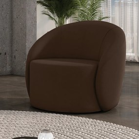 Poltrona Decorativa Orgânica Giratória Lua Suede D03 - D'Rossi - Marrom