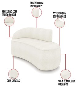 Sofá 2 Lugares Orgânico 140cm Morgan e 2 Poltronas Lua Bouclê Off White D03 - D'Rossi