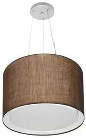 Lustre Pendente Cilíndrico Duplo Md-4304 Cúpula em Tecido 40x30cm Café - Bivolt