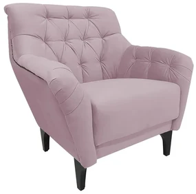 Poltrona Decorativa Roma Botonê Pés Madeira Veludo Rosa - Sheep Estofados - Rosa