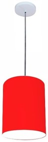 Luminária Pendente Vivare Free Lux Md-4103 Cúpula em Tecido - Vermelho - Canopla branca e fio transparente