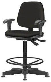 Cadeira Job com Bracos Assento Courino Base Caixa Metalica Preta - 54530 Sun House