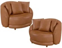 Kit 2 Poltronas Decorativa para Sala Pés Madeira Kaly Z32 Sintético Ca