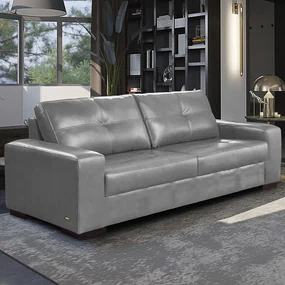 Sofá Decorativo 2 Lugares Turim 200cm Couro Cinza G58 - Gran Belo
