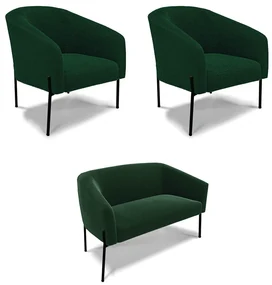 Namoradeira e 2 Poltronas PĂ© Ferro Preto Stella BouclĂŞ D03 - D'Rossi - Verde
