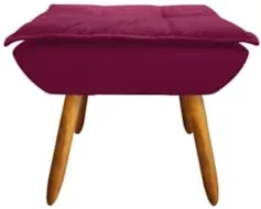 Puff Decorativo Sala de Estar Pés Palito Opla Suede Bordô - Ibiza