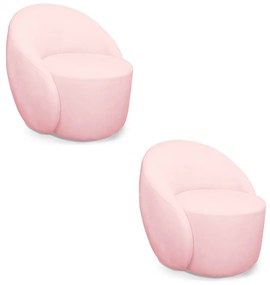 Poltrona Decorativa Orgânica Giratória Kit 2 Lua Suede Rosa Bebê D03 - D'Rossi