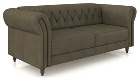 Sofá Living Sala de Estar Stanford Chesterfield 2 Lugares 200cm Pés de Madeira Couro Capuccino G58 - Gran Belo