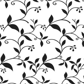 Papel de parede adesivo floral preto e branco