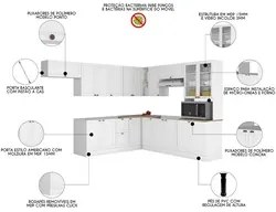 Armário de Cozinha Modulado de Canto 10 Peças Sem Tampo CJ4 Duna P09 B