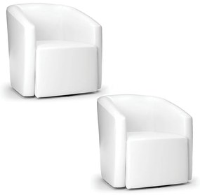 Poltrona Decorativa Base Giratória Kit 2 Stella Max Sintético PU Branco D03 - D'Rossi