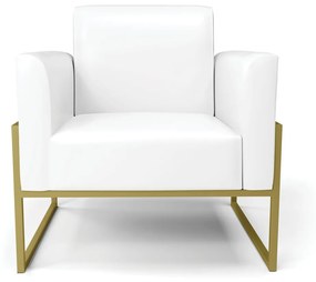 Poltrona Base Industrial Alta Dourado Marisa Corano Branco D03 - D'Rossi