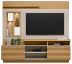 Estante Painel Para TV 60 Pol com LED 200cm Dora L06 Hanover/Off White