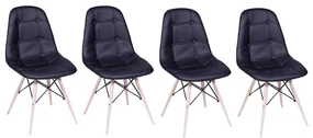 Conjunto 4 Cadeiras Eames Eiffel Botonê - Preto