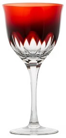 Taça de Cristal Lapidado Artesanal p/ Água Libélula - Vermelho - 45  Vermelho - 45