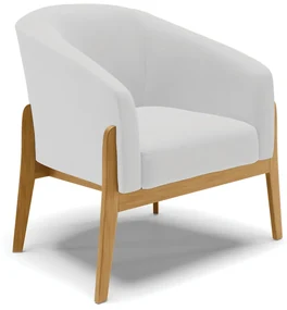 Poltrona Decorativa Base de Madeira Stella Linho Cinza D03 - D'Rossi