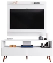 Painel para TV 50 Pol Senna e Rack Bancada 136cm Versa M24 Branco - Mp