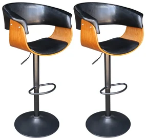 Kit 2 Banquetas para Cozinha Giratória Brenna Base Disco Preto PU Sintético Preto G56 - Gran Belo